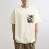 Men's T-shirt O Neck Loose Embroidery Male Tees Shirts Streetwear Aesthetic Clothing Vintage Party Wholesale Cheap Clothes Tops