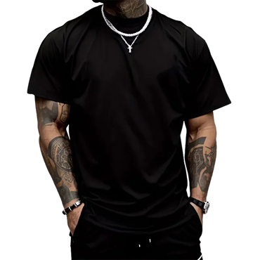 Men's T-shirt High Quality 100% Cotton Round Neck Short Sleeve Classic Black White Pure Color Tees Spring Summer Casual Cool Top