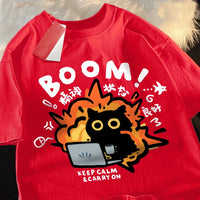 T shirts Good Mental State Pure Cotton Short Sleeved t-shirt For Men Women Summer Tee Clothes Loose Casual Cartoon Oversized Top