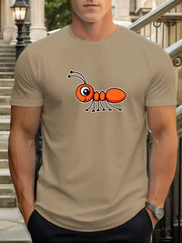T Shirts For Men Ant 100% Cotton Graphic Printing Summer Round Neck T-Shirt Casual Breathable Street Style Daily Top