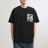 Men's T-shirt O Neck Loose Embroidery Male Tees Shirts Streetwear Aesthetic Clothing Vintage Party Wholesale Cheap Clothes Tops