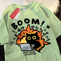 T shirts Good Mental State Pure Cotton Short Sleeved t-shirt For Men Women Summer Tee Clothes Loose Casual Cartoon Oversized Top