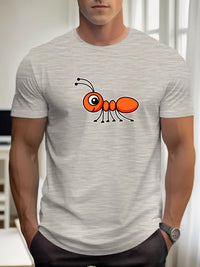 T Shirts For Men Ant 100% Cotton Graphic Printing Summer Round Neck T-Shirt Casual Breathable Street Style Daily Top